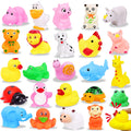 AMENON 24 Pack Animal Squeeze Squishy Toys - Funny Rubber Ducks Bulk Set for Bath, Party Favors, Classroom Prizes, Stress Relief Sensory Toys for Toddlers Kids