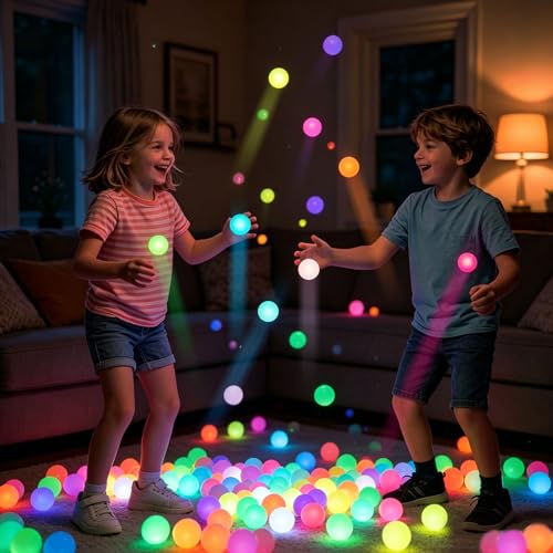 AMENON 24-Pack Glow in the Dark Bouncy Balls - 1.3 Inch High Bounce Rubber Balls for Party Favors, Classroom Prizes, and Goodie Bag Stuffers