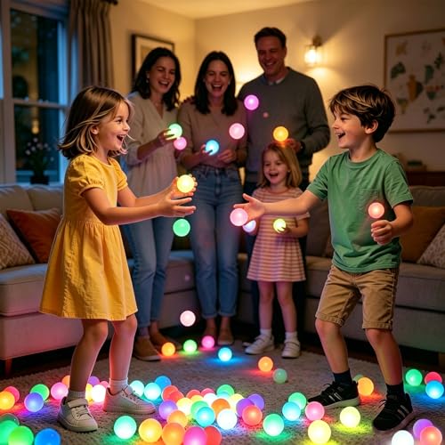 AMENON 24-Pack Glow in the Dark Bouncy Balls - 1.3 Inch High Bounce Rubber Balls for Party Favors, Classroom Prizes, and Goodie Bag Stuffers
