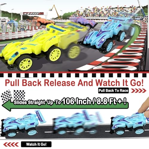 AMENON 28-Pack Pull Back Cars Set - Mini Racing Toys for Kids with Valentine Cards - Party Favors, Stocking Stuffers