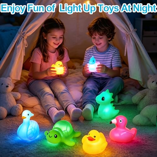 AMENON 6-Pack Light Up Baby Bath Toys – Flashing Animal Toys for Toddlers Ages 1-3