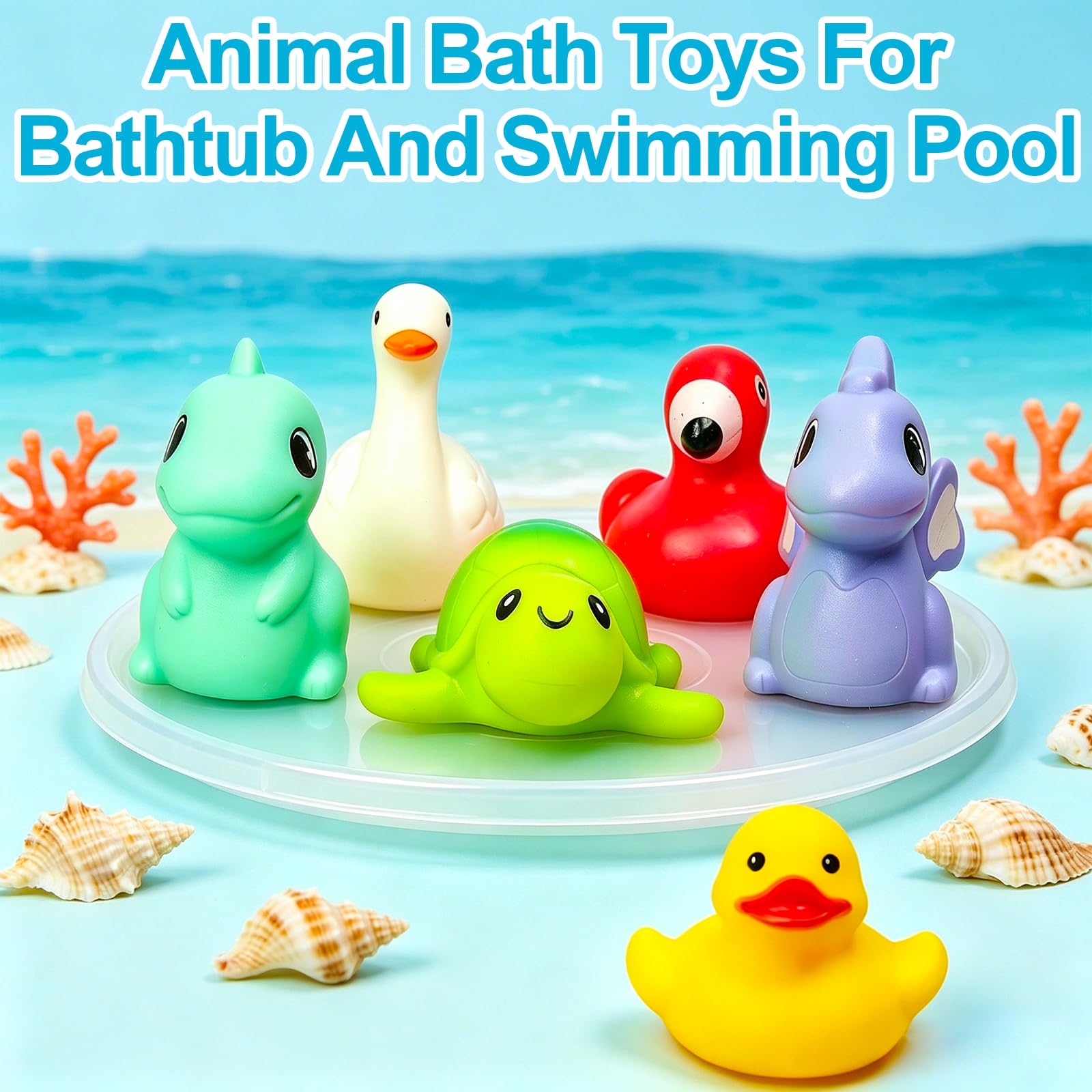 AMENON 6-Pack Light Up Baby Bath Toys – Flashing Animal Toys for Toddlers Ages 1-3