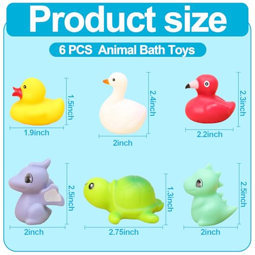 AMENON 6-Pack Light Up Baby Bath Toys – Flashing Animal Toys for Toddlers Ages 1-3
