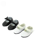 American Fashion World Black and White Pearl Flats for 18-Inch Dolls – 2 Pack Handmade Doll Shoes with Velcro Closure
