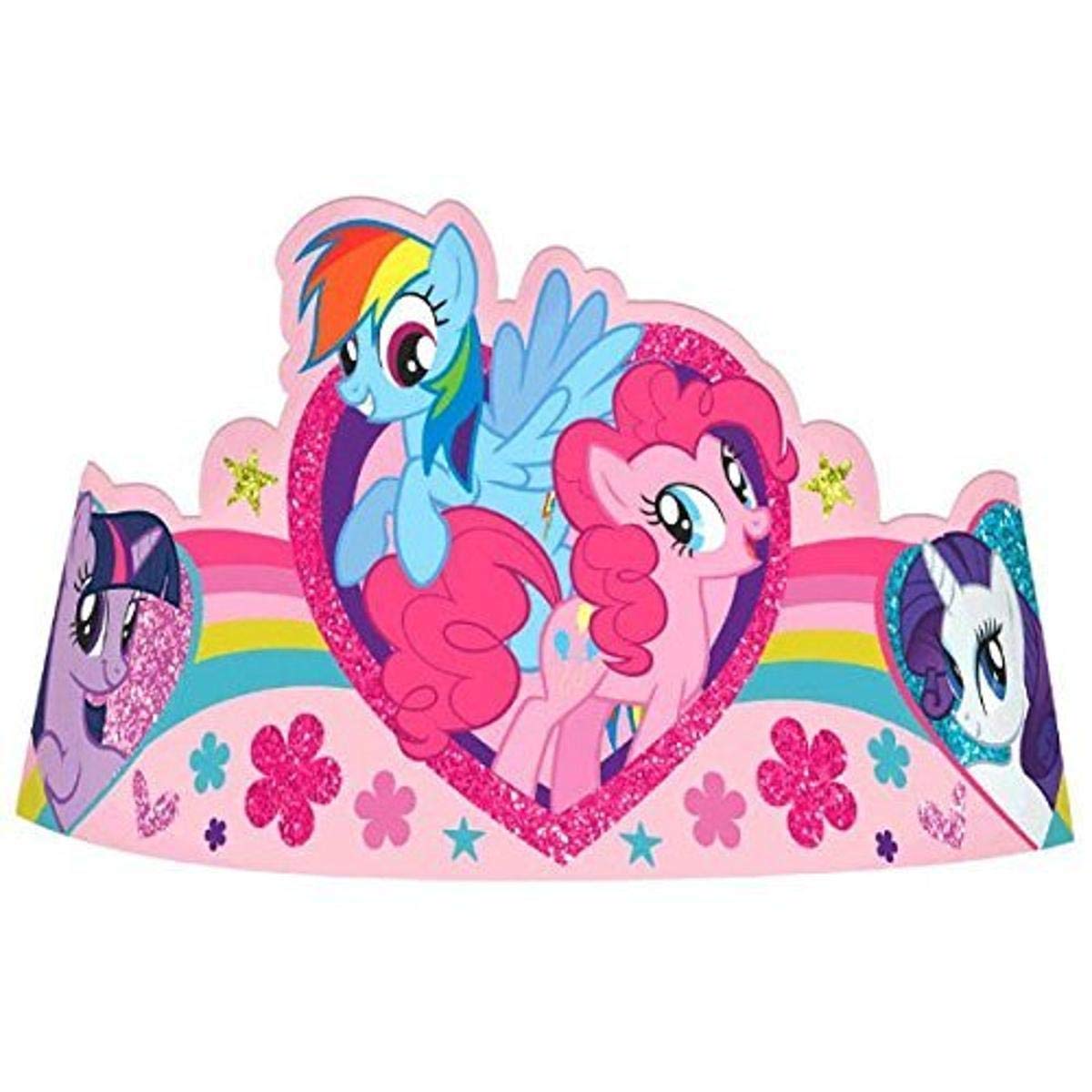 American Greetings My Little Pony Tiara Party Hats (8-Count) | Rainbow Dash, Pinkie Pie, Twilight Sparkle & Rarity