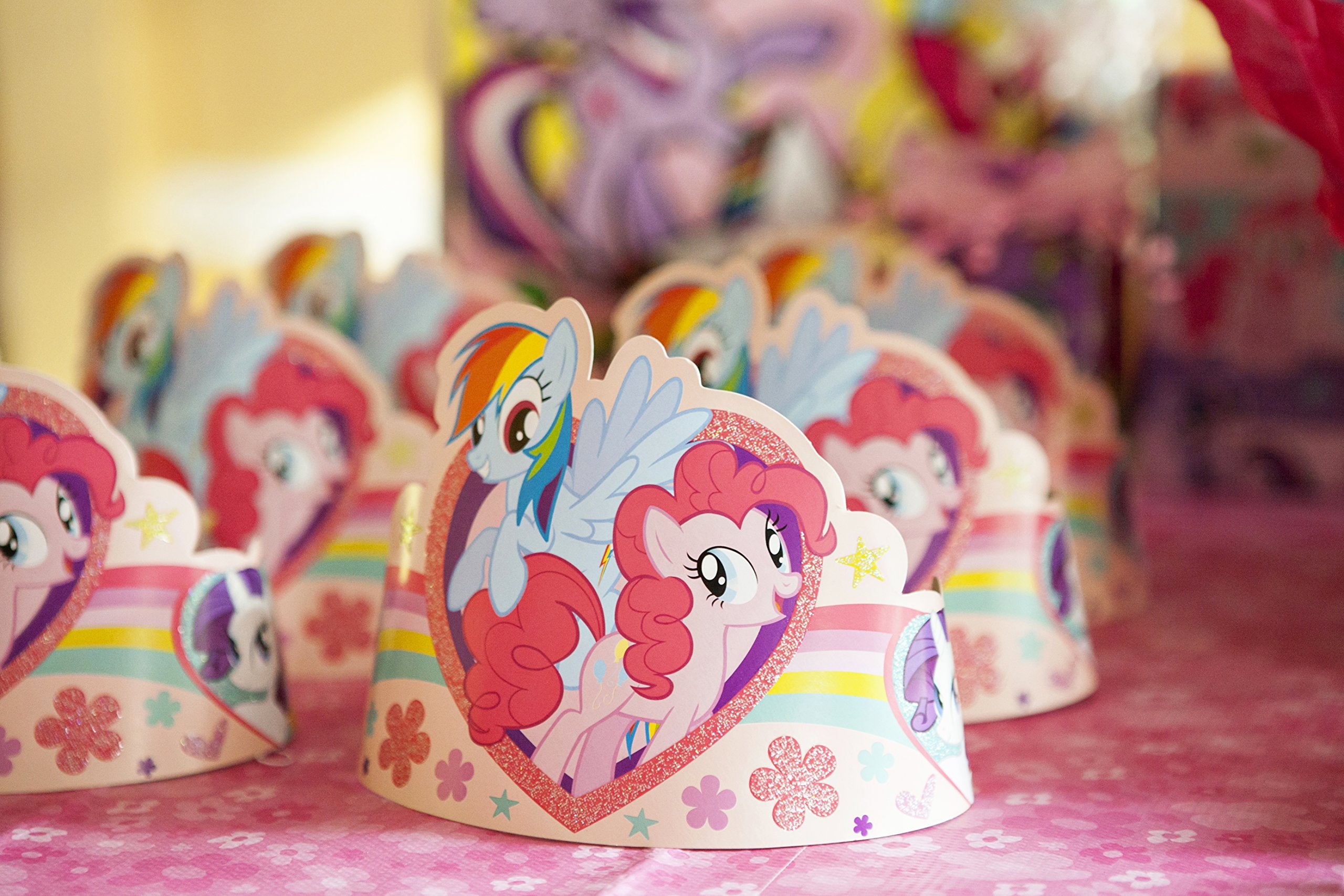 American Greetings My Little Pony Tiara Party Hats (8-Count) | Rainbow Dash, Pinkie Pie, Twilight Sparkle & Rarity