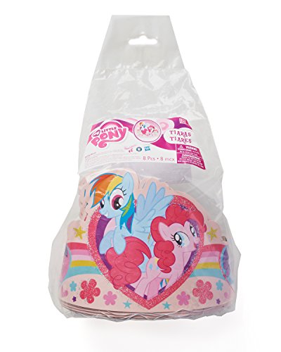 American Greetings My Little Pony Tiara Party Hats (8-Count) | Rainbow Dash, Pinkie Pie, Twilight Sparkle & Rarity