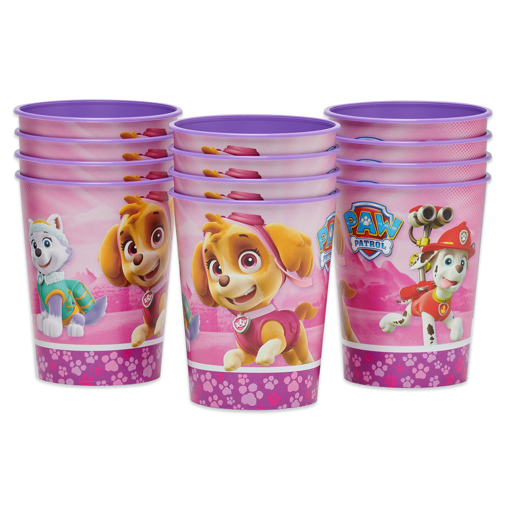 American Greetings PAW Patrol Pink Plastic Cups (12-Pack, 16 oz) - Reusable Party Cups with Skye, Everest, Marshall