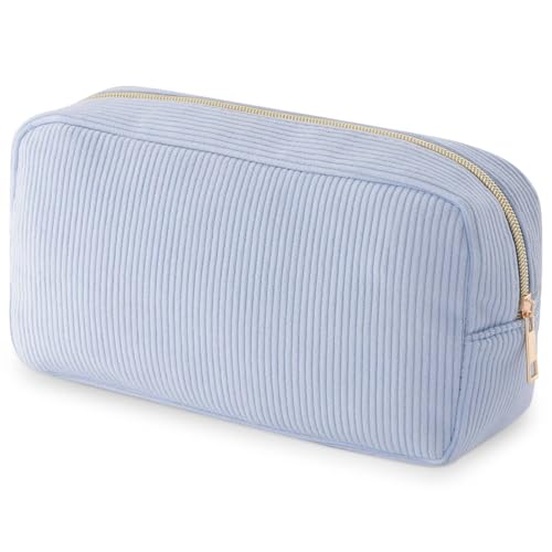 American Mahjong Tile Bag – Blue Corduroy Zippered Case Fits Standard 1.2-Inch Tiles (Case Only)