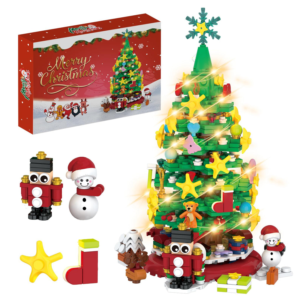 amireed 2025 Advent Calendar Christmas Building Blocks Kit with LED Light - 24 Days Countdown Building Set for Kids Teens