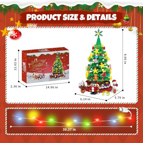 amireed 2025 Advent Calendar Christmas Building Blocks Kit with LED Light - 24 Days Countdown Building Set for Kids Teens