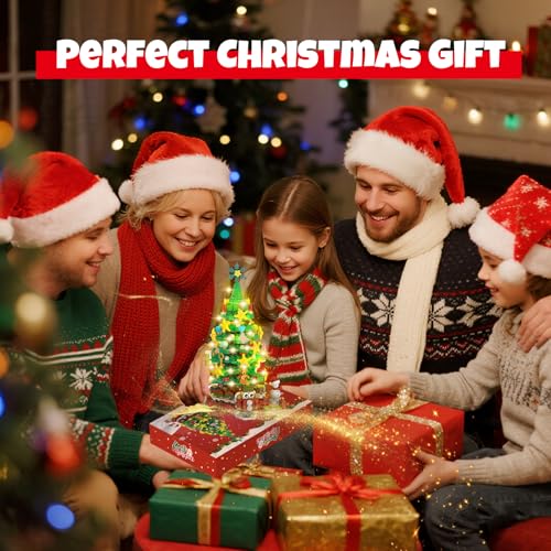amireed 2025 Advent Calendar Christmas Building Blocks Kit with LED Light - 24 Days Countdown Building Set for Kids Teens