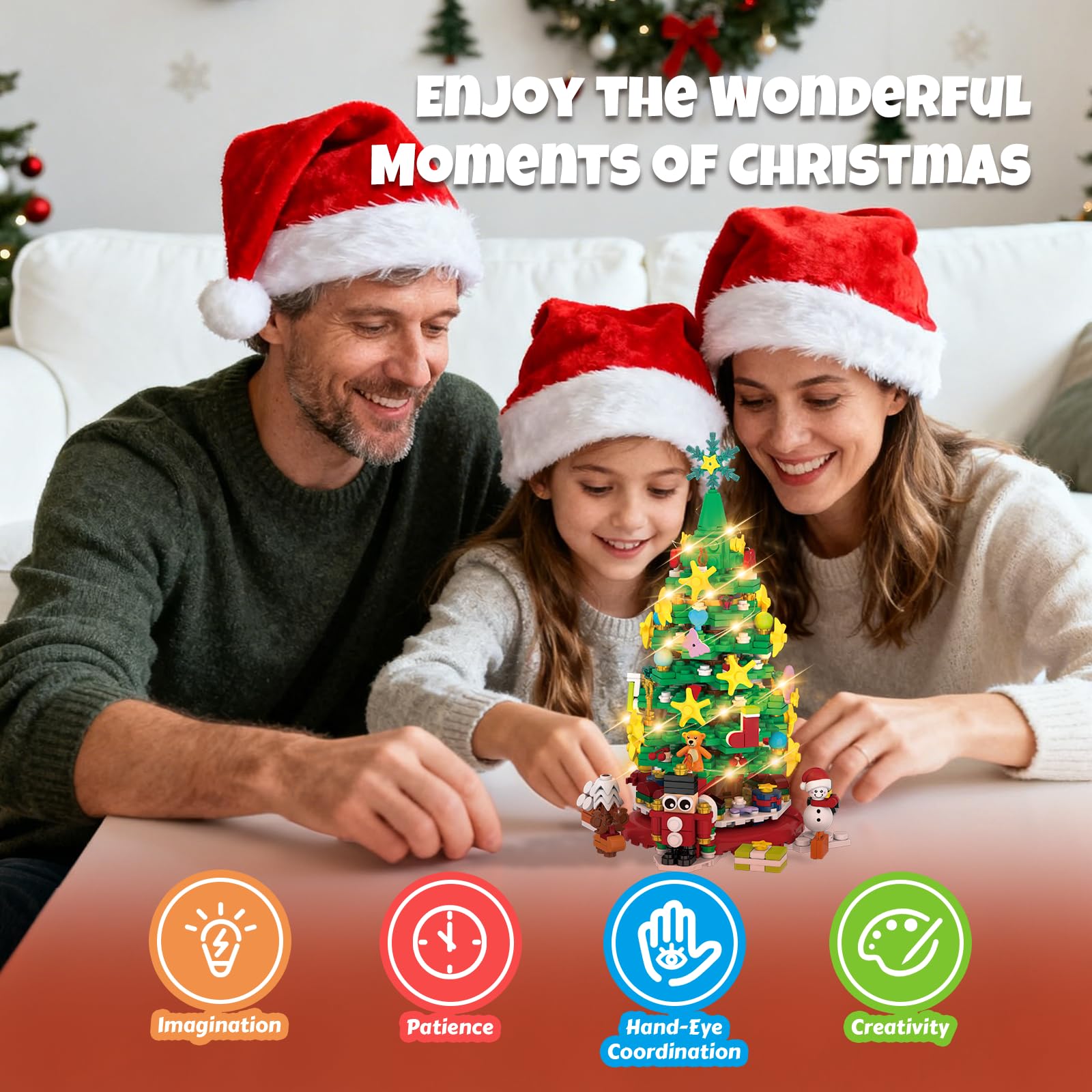 amireed 2025 Advent Calendar Christmas Building Blocks Kit with LED Light - 24 Days Countdown Building Set for Kids Teens