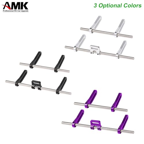AMK Adjustable 1/10 Scale RC Crawler Bumper Set - Front and Rear Metal Bumpers for Axial SCX10, TRX4, and More (Black)