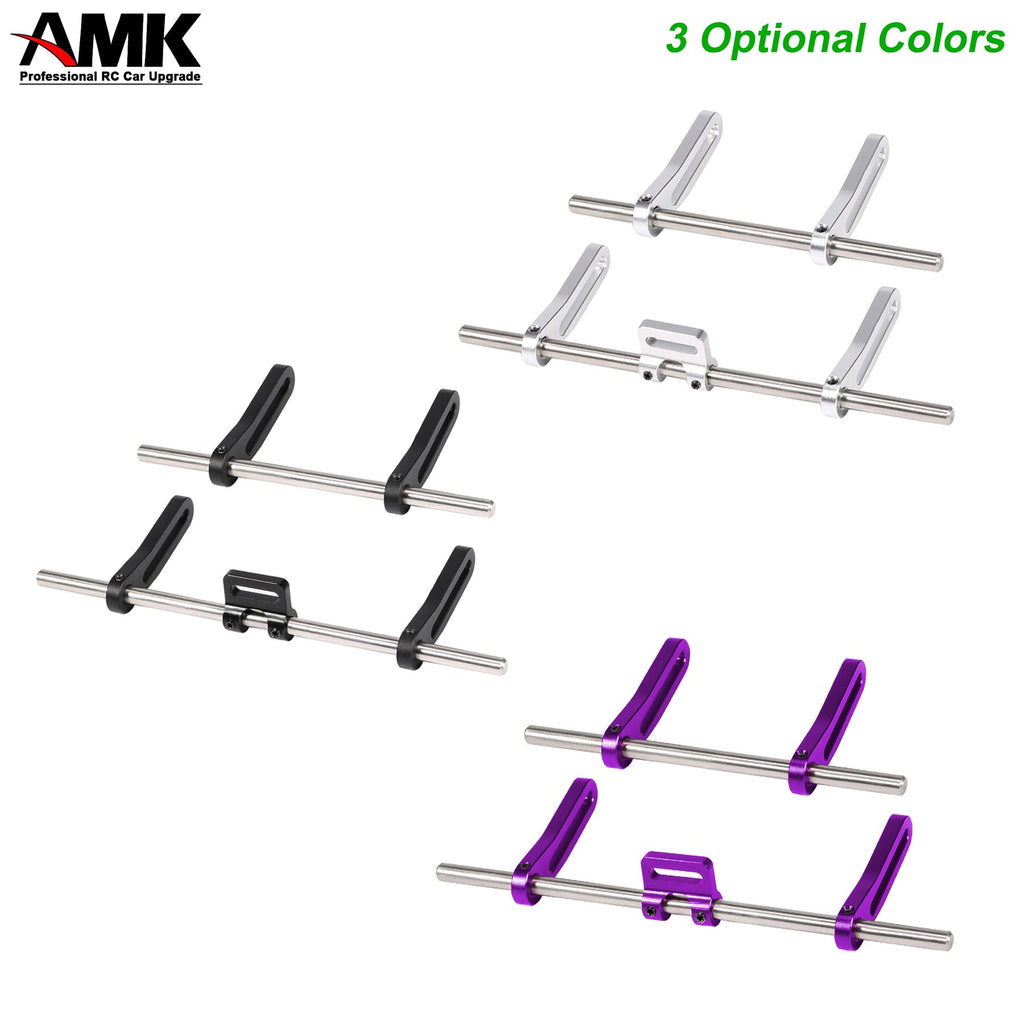 AMK Adjustable 1/10 Scale RC Crawler Bumper Set - Front and Rear Metal Bumpers for Axial SCX10, TRX4, and More (Black)