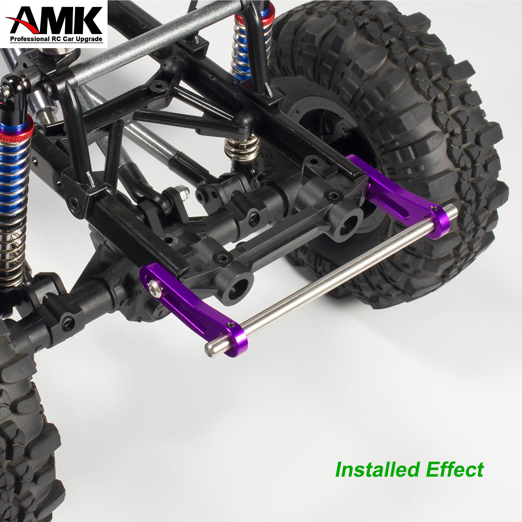 AMK Adjustable 1/10 Scale RC Crawler Bumper Set - Front and Rear Metal Bumpers for Axial SCX10, TRX4, and More (Black)