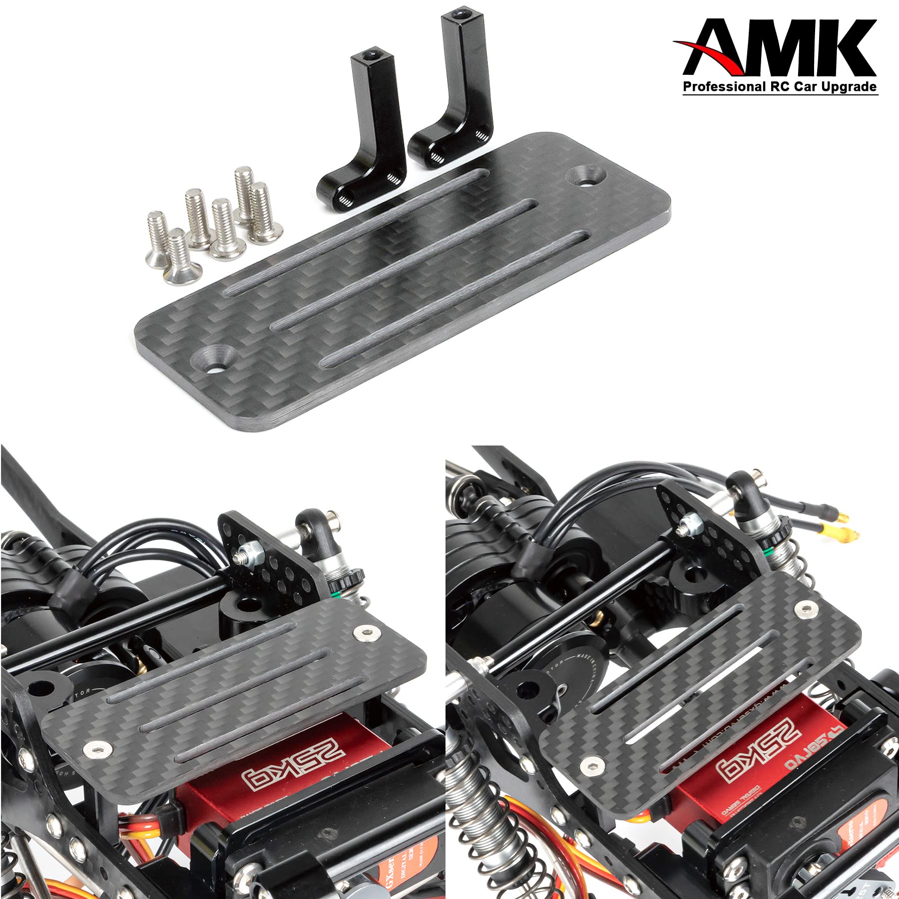 AMK Carbon Fiber Battery Tray & ESC Mount for 1/10 SCX10 Crawler LCG Chassis
