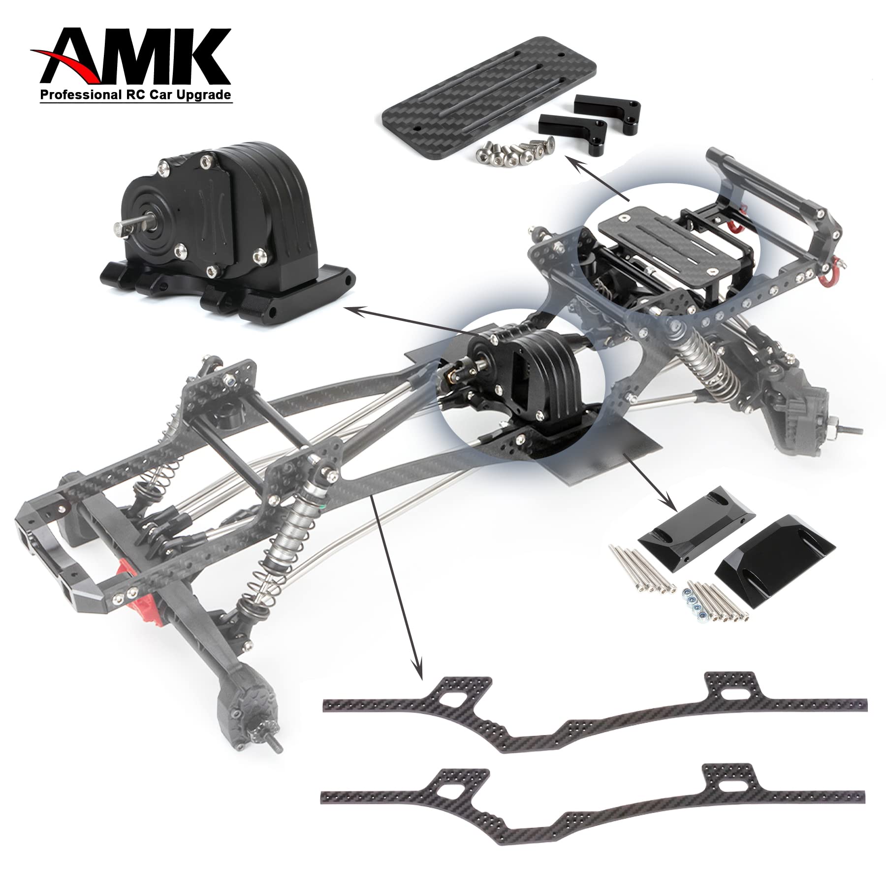 AMK Carbon Fiber Battery Tray & ESC Mount for 1/10 SCX10 Crawler LCG Chassis
