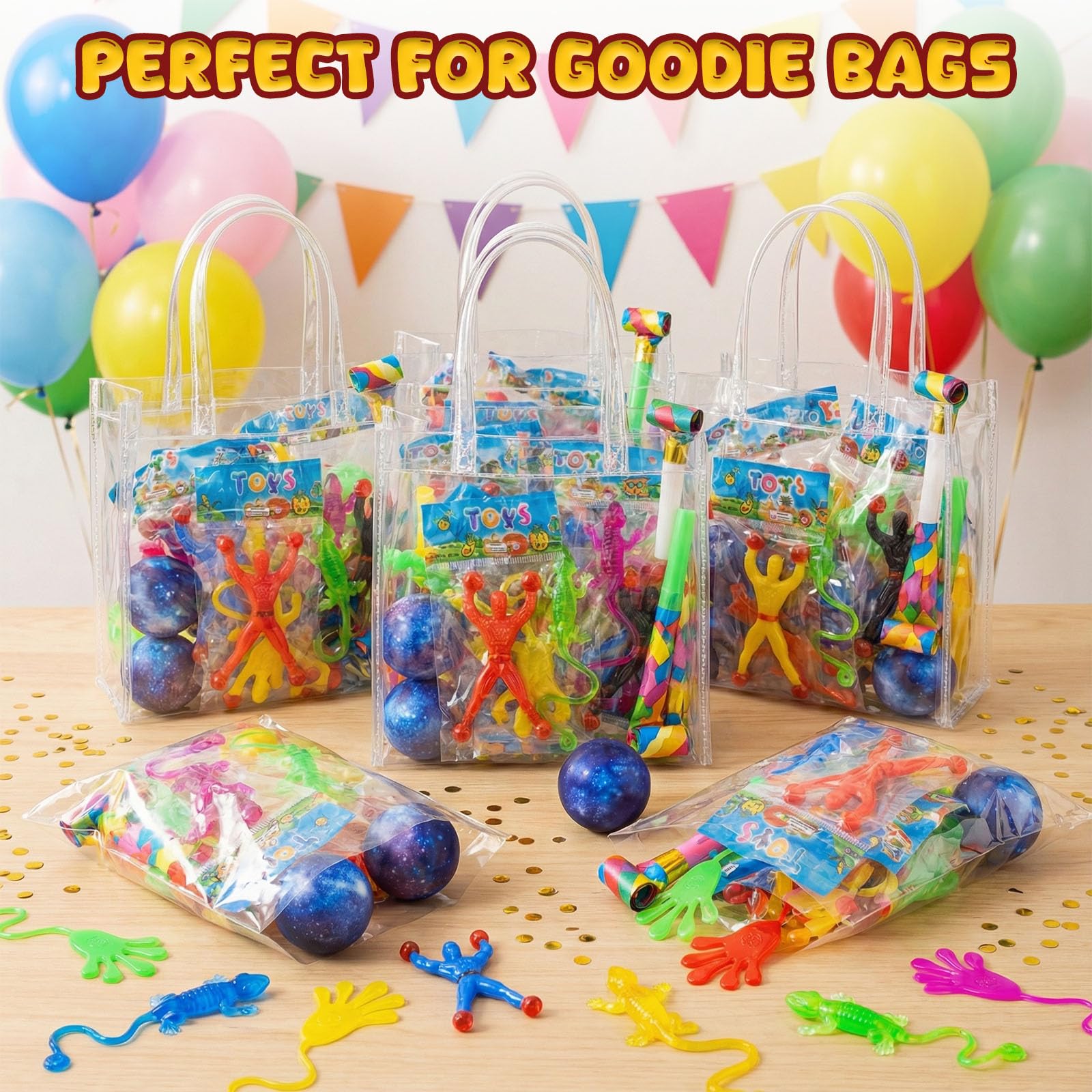 AMOR PRESENT 48-Piece Stretchy Sticky Toy Party Favors – Bulk Set with Sticky Hands, Wall Crawlers & Lizards