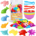 AMOR PRESENT 64-Piece Ocean Animal Counting & Sorting Toy Set for Toddlers - Montessori Math Game with 56 Animals, 6 Bowls & 2 Tweezers