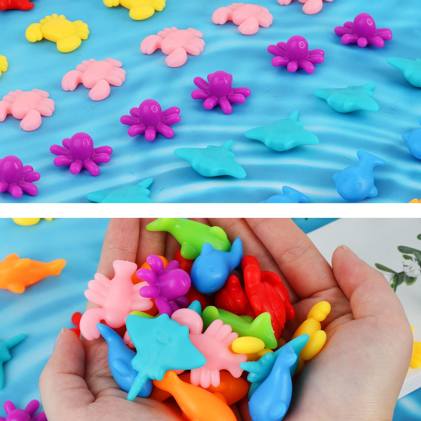 AMOR PRESENT 64-Piece Ocean Animal Counting & Sorting Toy Set for Toddlers - Montessori Math Game with 56 Animals, 6 Bowls & 2 Tweezers