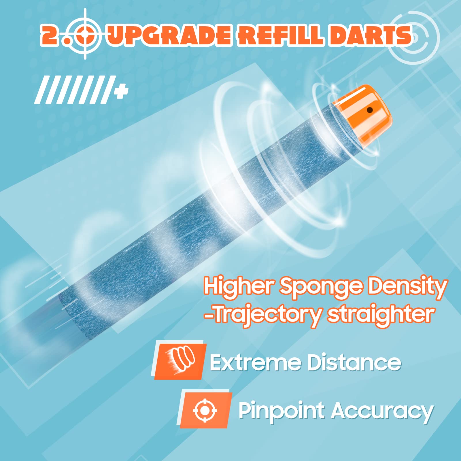 AMOSTING 100-Pack Blue Foam Darts Compatible with Nerf Elite Blasters – Includes Storage Bag