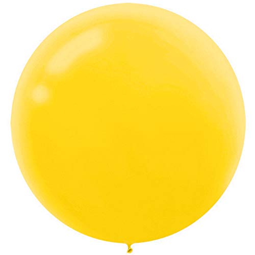 Amscan 24-Inch Yellow Sunshine Latex Balloons (Pack of 4) - Vibrant Party Decor