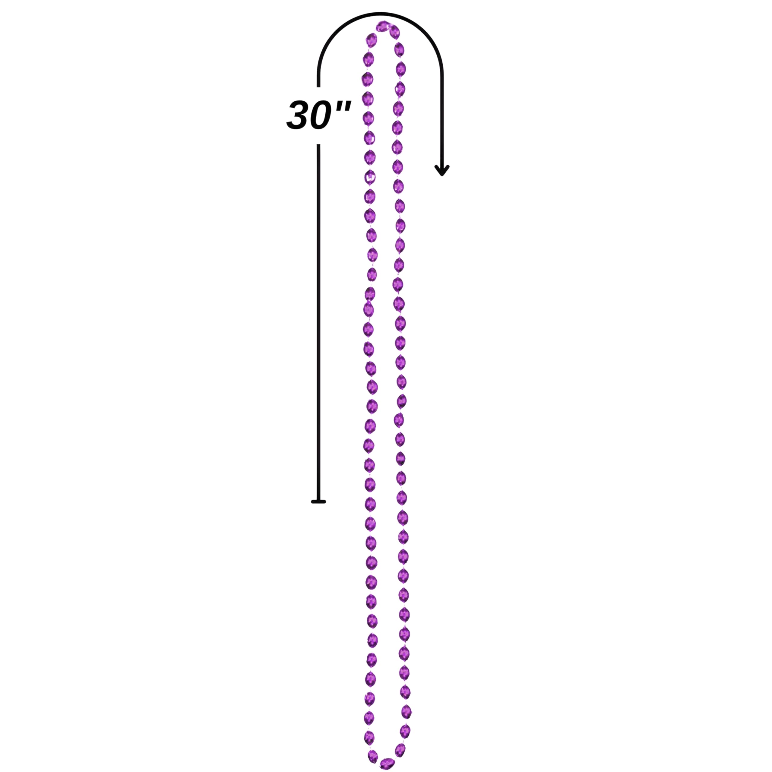 Amscan 50-Pack Purple Metallic Oval Bead Party Necklaces - 30" Each
