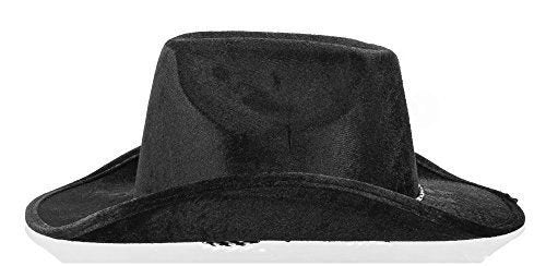 Amscan Black Velour Cowboy Hat with Braided Chin Cord - Party Costume Accessory