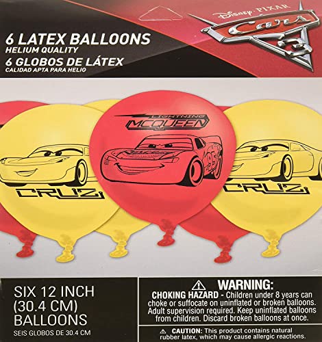Amscan Disney Cars 3 Multicolor Latex Balloons (6 Pack, 12 Inch) - Party Decorations