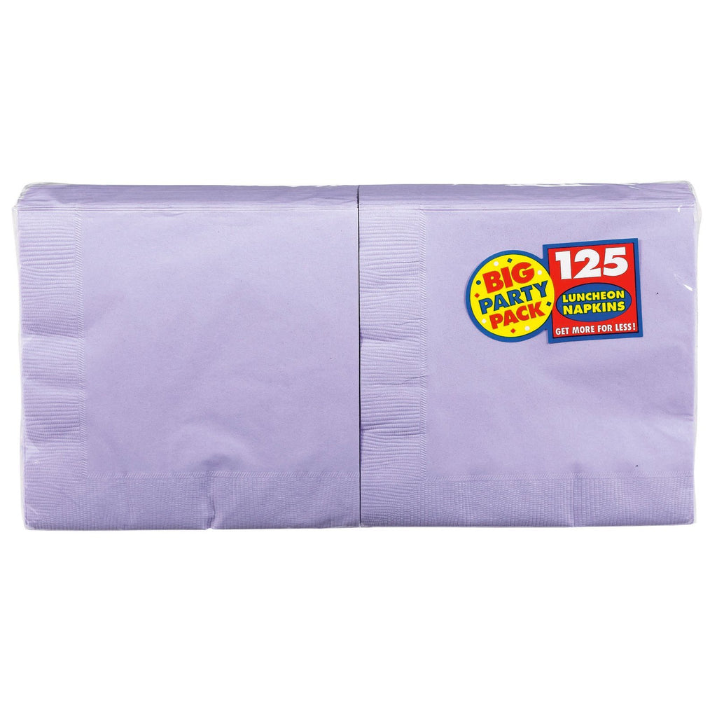 Amscan Lavender Luncheon Napkins - 100-Pack, 6.5 x 6.5 Inches, Cloth-Like Disposable Party Napkins