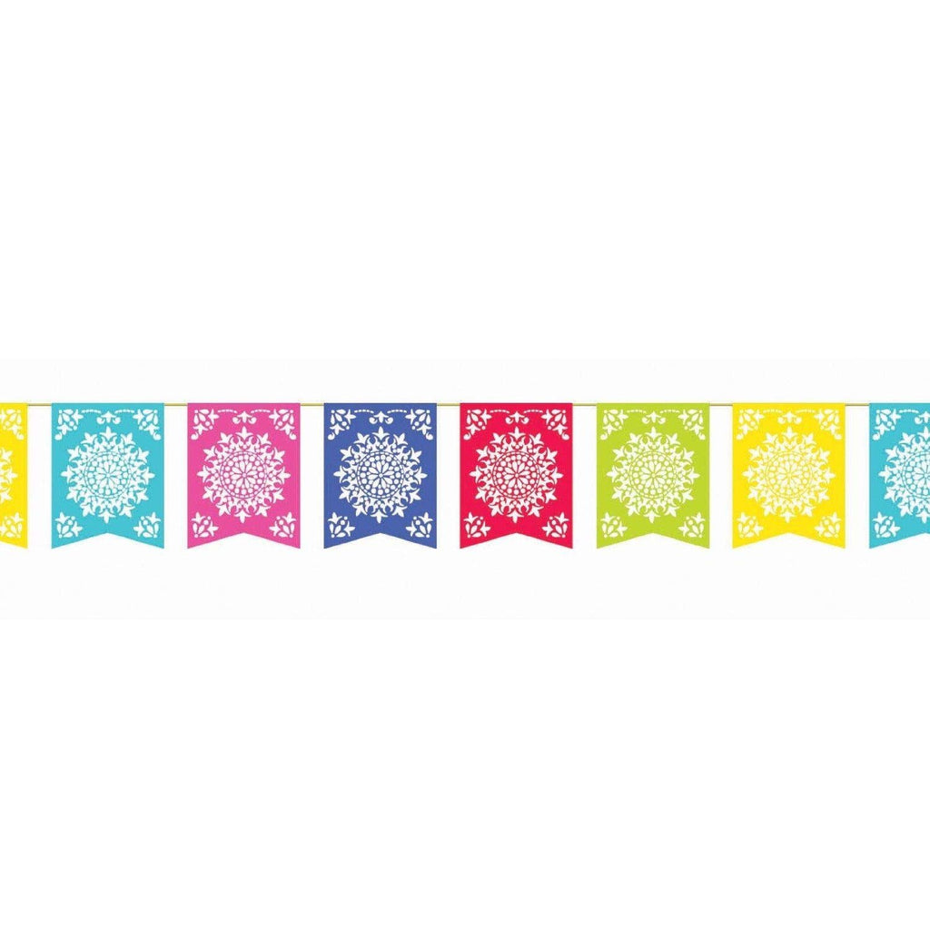 Amscan Multicolor Del Sol Paper Flag Banner – 12 ft x 12 in for Parties & Celebrations