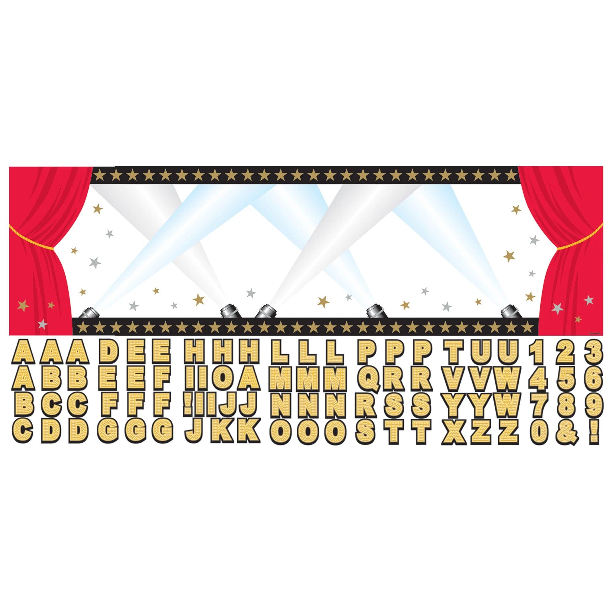 Amscan Multicolor Hollywood Personalized Giant Plastic Sign Banner 65x20 – 120 Stickers for Custom Party Decor