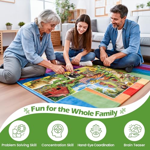 Amusding 2-Pack 500-Piece Jigsaw Puzzles - US Countryside Farm & Cottage Scenes, 20.5 x 15 Inches