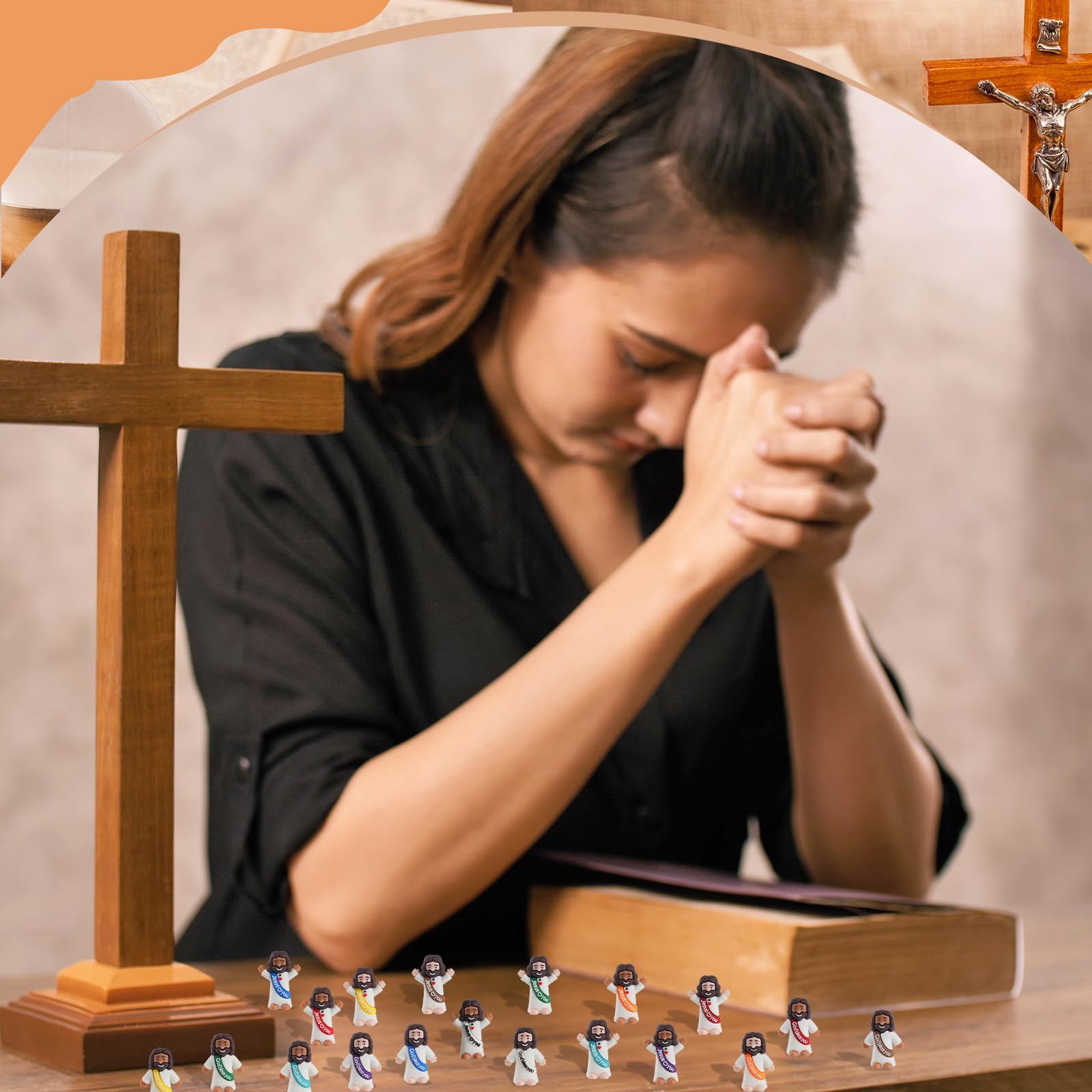AMZFAVOR 40-Pack Mini Jesus Figures – Tiny Rubber Baby Jesus in 10 Colors for Easter Egg Hunts, Valentine's Gifts, and Sunday School Supplies