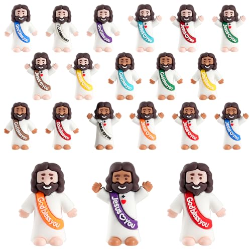AMZFAVOR 40-Pack Mini Jesus Figures – Tiny Rubber Baby Jesus in 10 Colors for Easter Egg Hunts, Valentine's Gifts, and Sunday School Supplies