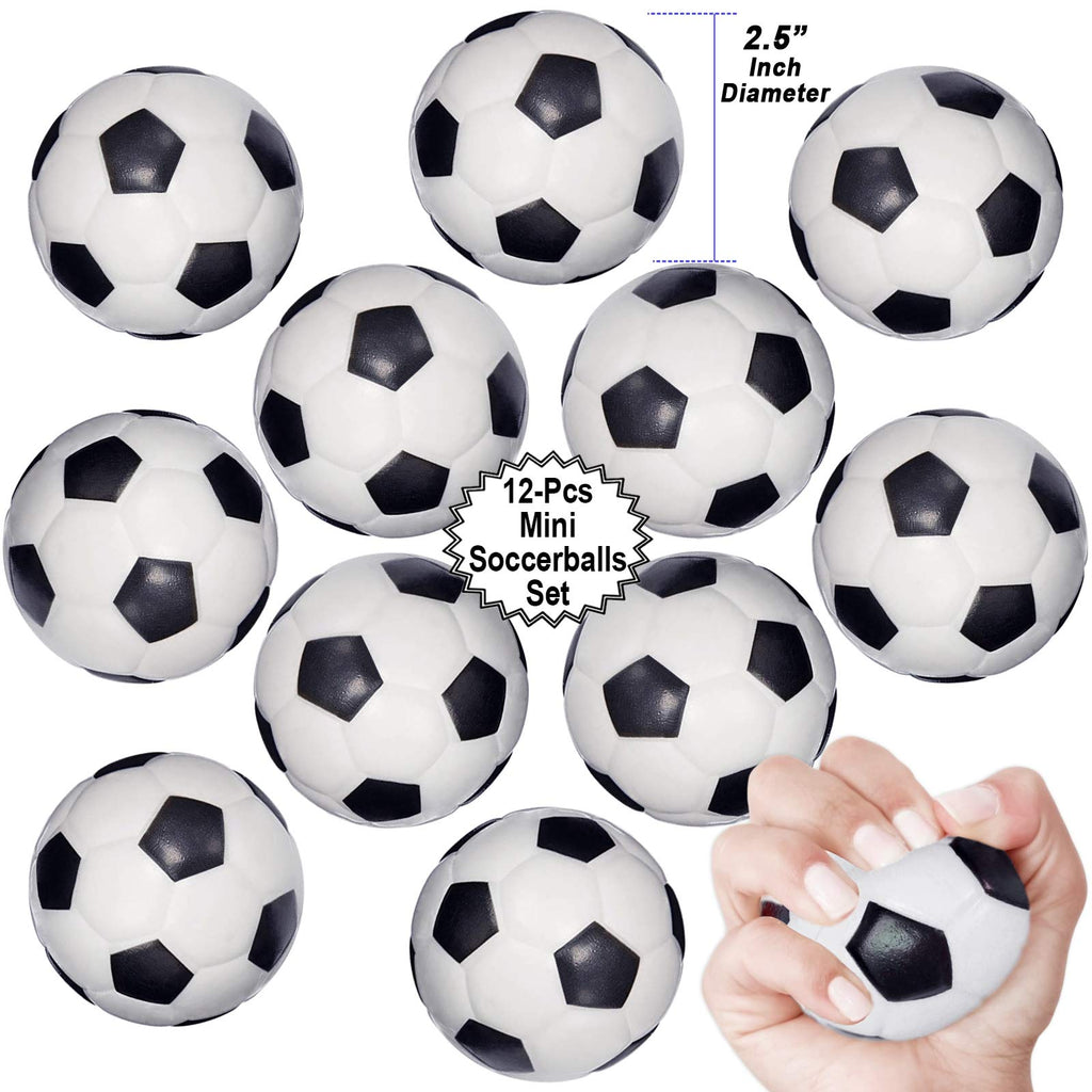AnapoliZ Mini Sports Balls 12-Pack – Foam Stress Balls for Party Favors, Anxiety Relief (Soccer, Basketball, Football, Baseball)