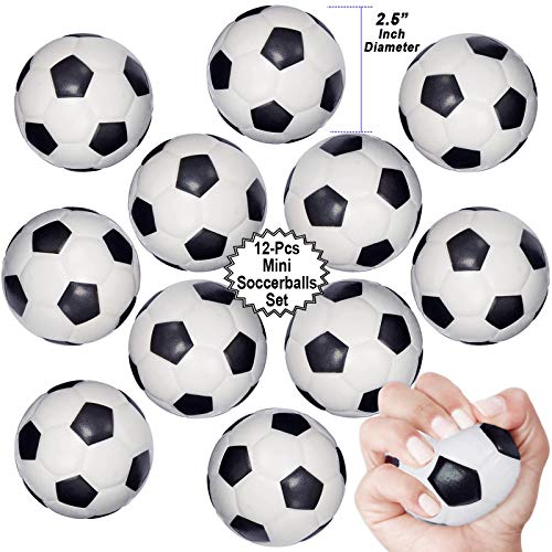 AnapoliZ Mini Sports Balls 12-Pack – Foam Stress Balls for Party Favors, Anxiety Relief (Soccer, Basketball, Football, Baseball)