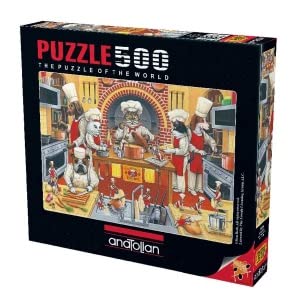 Anatolian Kool Kat Kuisine 500 Piece Jigsaw Puzzle - 19x13 Inches, Made in Turkey, Includes Stand