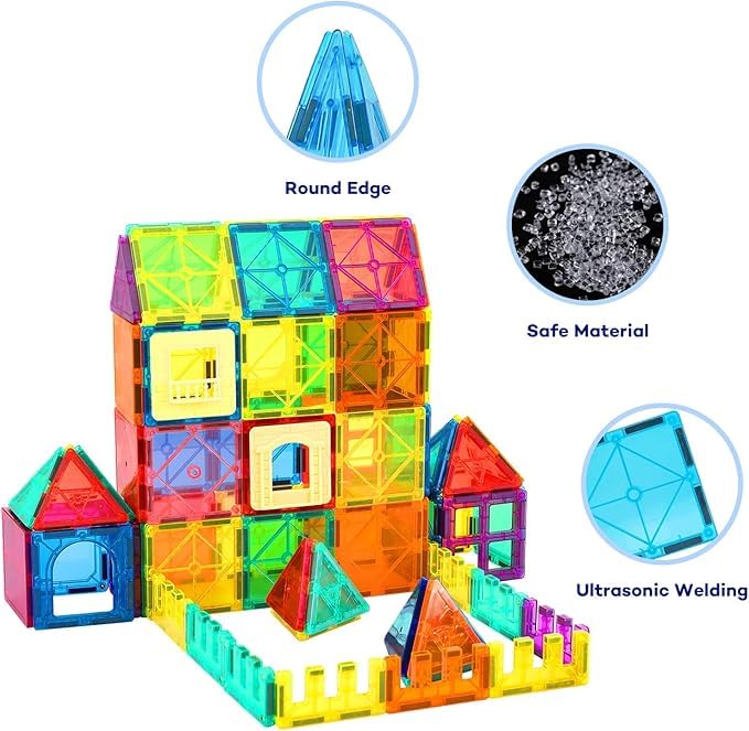 Anbalulu 30-Piece Magnetic Building Tiles - STEM Stacking Toy for Kids 3+