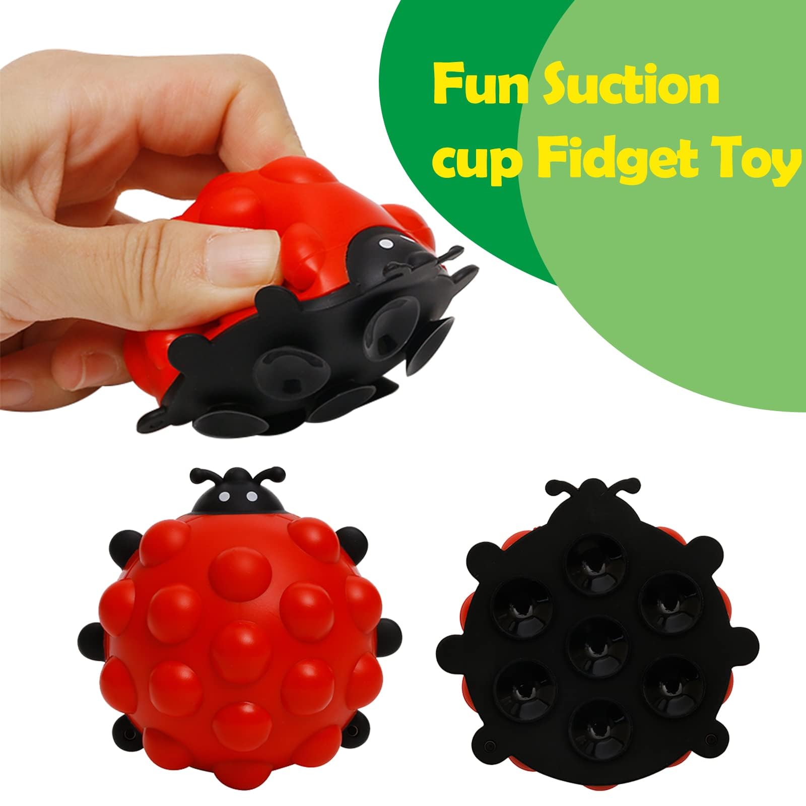 Anboor 2-Pack Ladybug Pop Fidget Toy - Squishy Sensory Bubble Popper Stress Relief