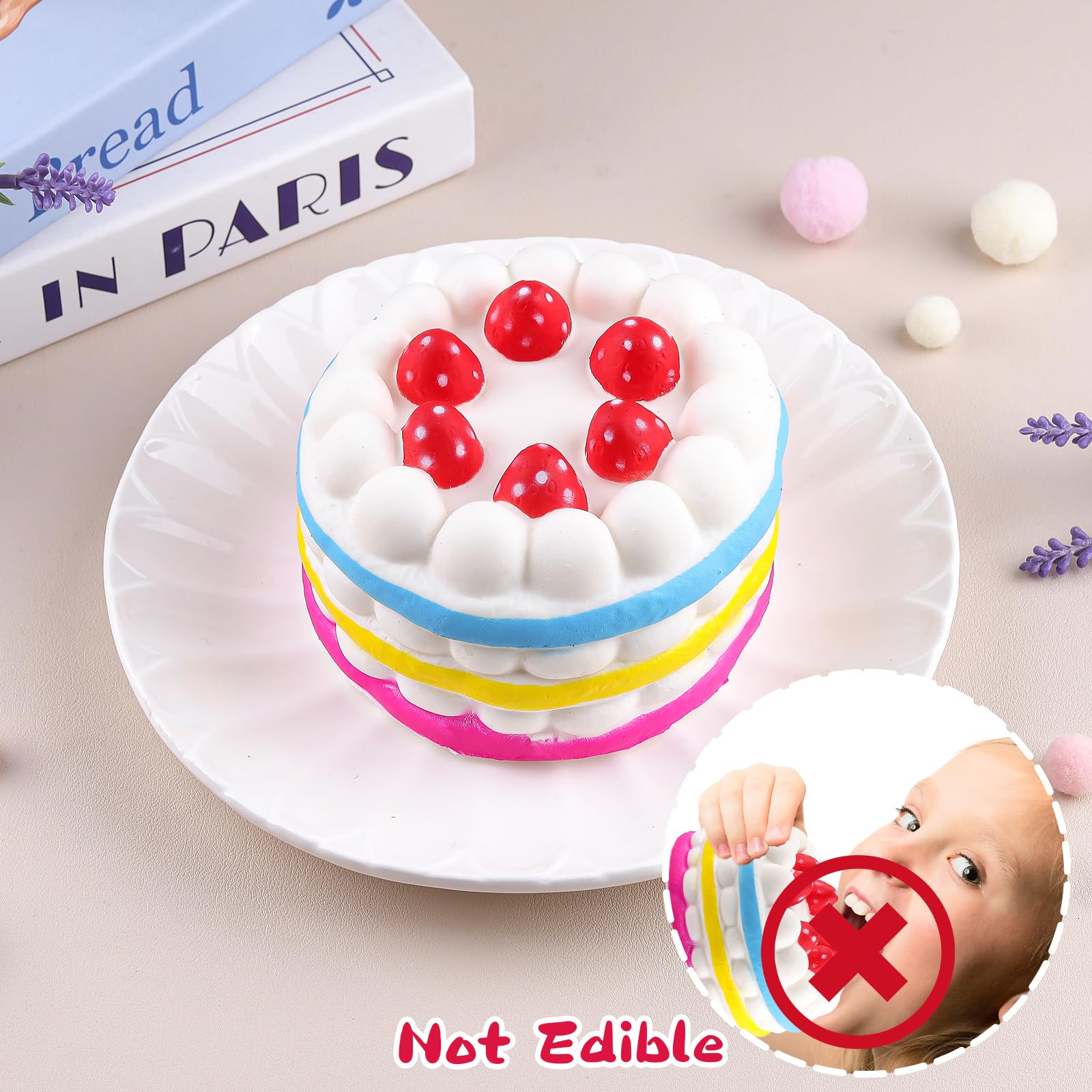 Anboor Jumbo Slow Rising Strawberry Cake Scented Squishy - 4.3 Inch Kawaii Stress Relief Toy