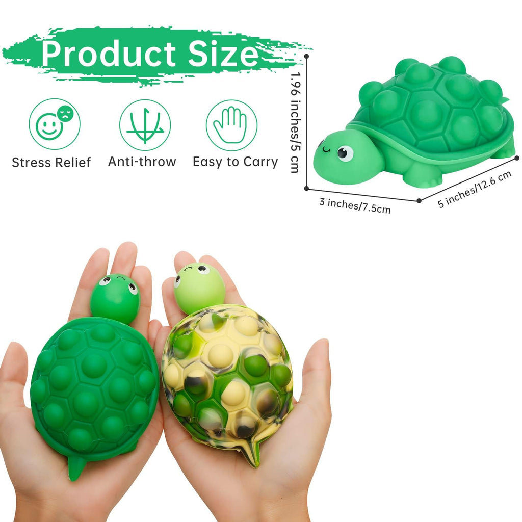 Anboor Pop Fidget Toys 2 Pack – 3D Silicone Turtle Stress Ball for Anxiety Relief