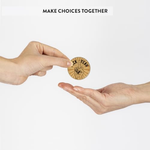 Andaz Press Fuck No Fuck Yeah Decision Coin – Funny Gag Gift with Keychain, 1.77-Inch Customizable Flip Coin