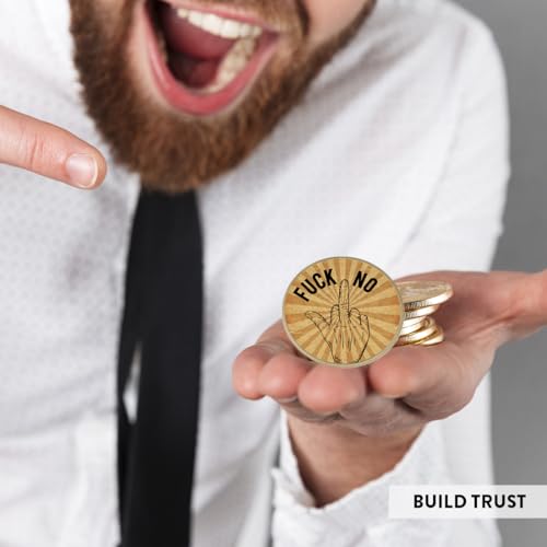 Andaz Press Fuck No Fuck Yeah Decision Coin – Funny Gag Gift with Keychain, 1.77-Inch Customizable Flip Coin