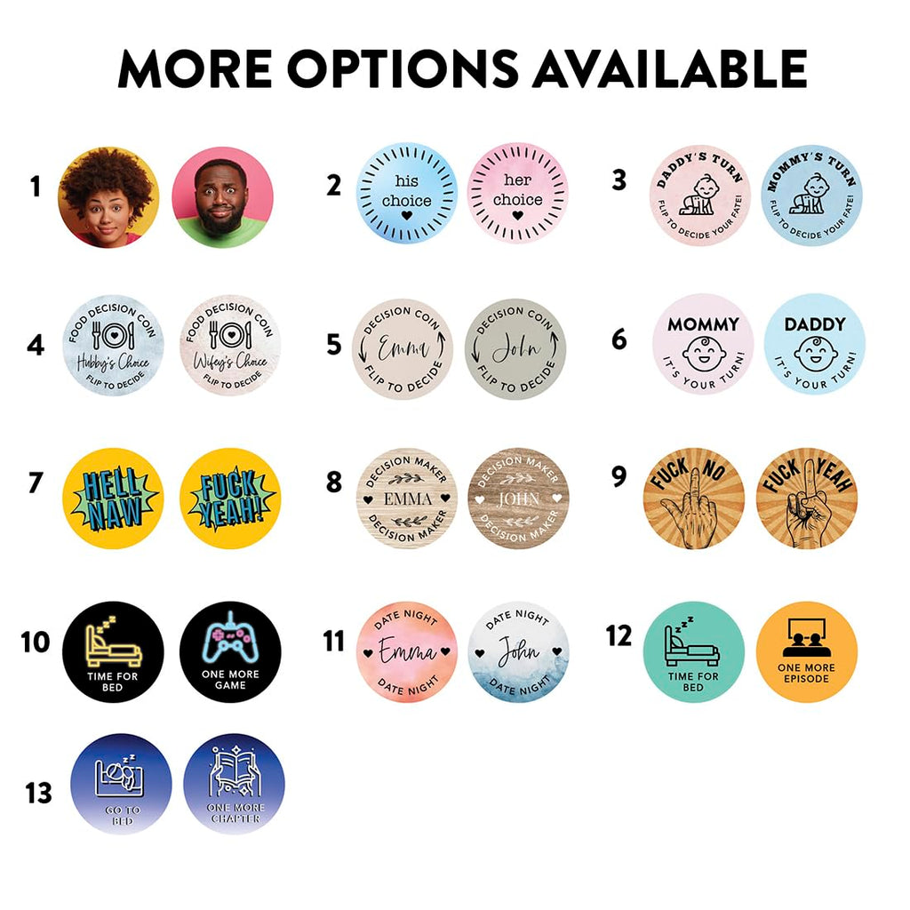 Andaz Press Fuck No Fuck Yeah Decision Coin – Funny Gag Gift with Keychain, 1.77-Inch Customizable Flip Coin