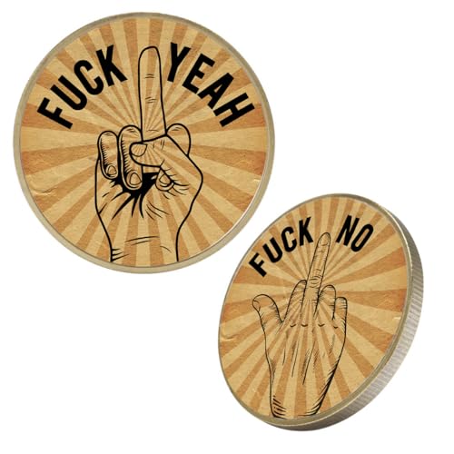 Andaz Press Fuck No Fuck Yeah Decision Coin – Funny Gag Gift with Keychain, 1.77-Inch Customizable Flip Coin