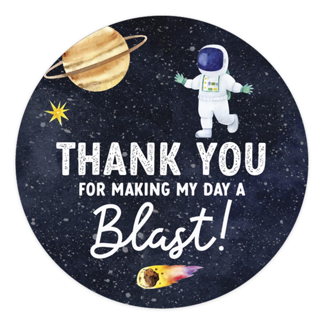 Andaz Press Outer Space Astronaut Thank You Stickers - 80 Pack of 2-Inch Round Party Favor Labels for Kids' Birthdays