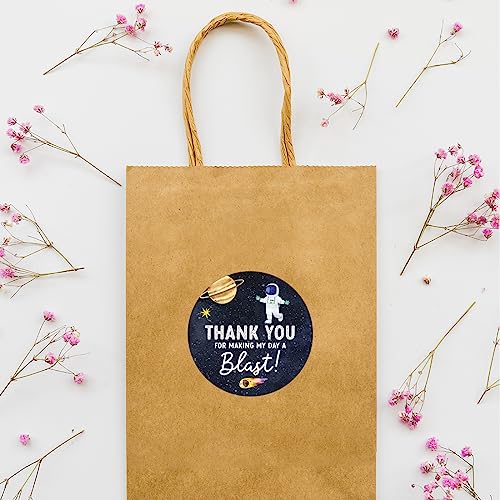 Andaz Press Outer Space Astronaut Thank You Stickers - 80 Pack of 2-Inch Round Party Favor Labels for Kids' Birthdays