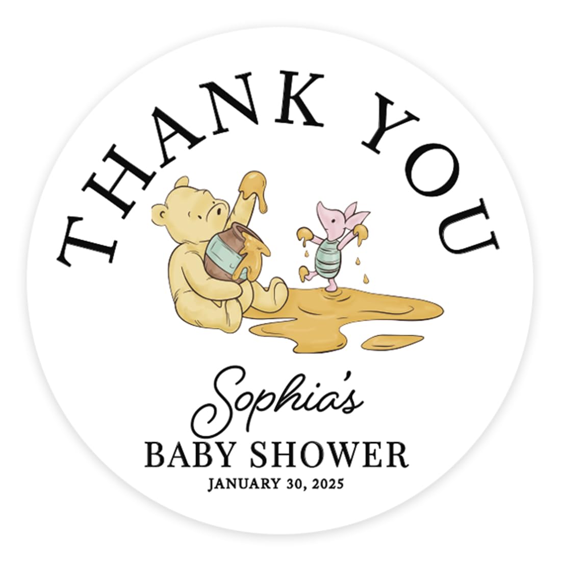 Andaz Press Personalized Winnie the Pooh Baby Shower Thank You Stickers – 40 Pack